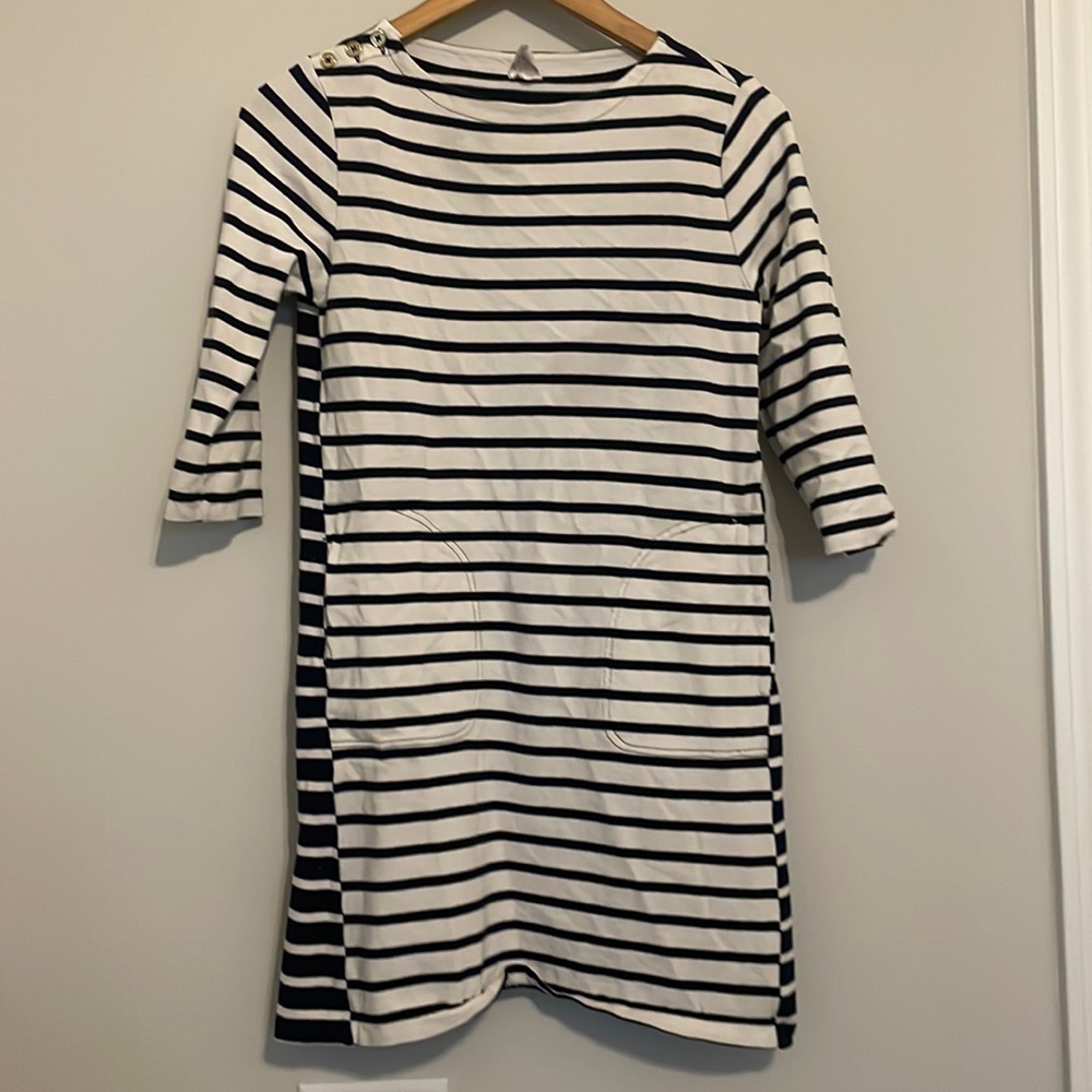 Crewcuts Blue and White Striped Dress Sz 14 EUC